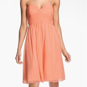 Donna Morgan Peach Fuzz Silk Chiffon Strapless Dress